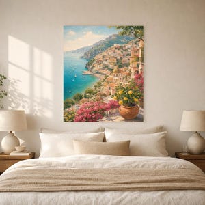 Amalfi Coast Travel Poster | Soft Painting Italy Wall Art | Mediterranean Coastal Print | Printed & Shipped image 6