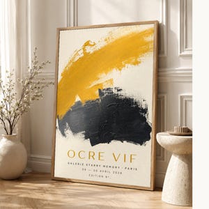 Leuchtendes Ocker | Abstrakte Wandkunst | Modernes Galerieposter | Minimalistischer Druck in Senfgelb und Schwarz | Gedruckt & Versand Bild 1