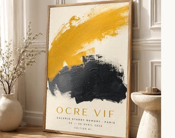 Bright Ocher | Abstract Wall Art | Modern Gallery Poster | Mustard and Black Minimalist Print | Printed & Shipped