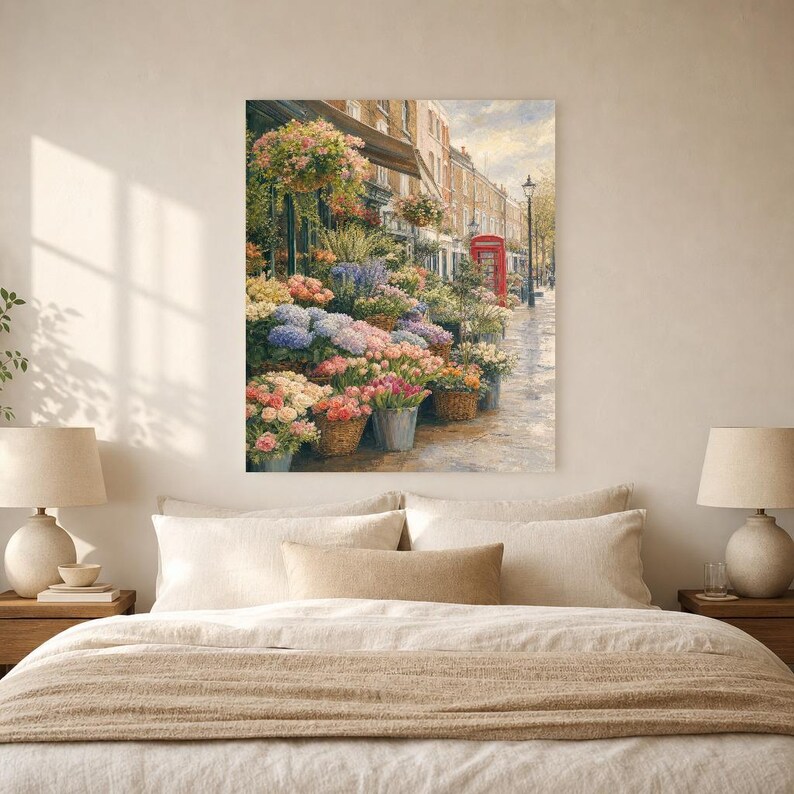 London Flower Market Poster | Soft Painting England Wall Art | Floral Travel Print | Printed & Shipped image 6