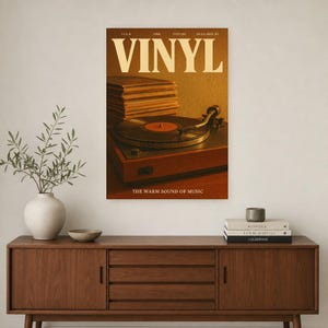 Vinyl Retro Poster | Vintage 70s Wall Art Print | Aesthetic Magazine Print | Mid Century Retro Decor Gift image 3