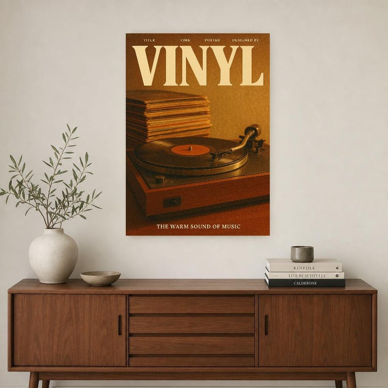 Vinyl Retro Poster | Vintage 70s Wall Art Print | Aesthetic Magazine Print | Mid Century Retro Decor Gift image 3