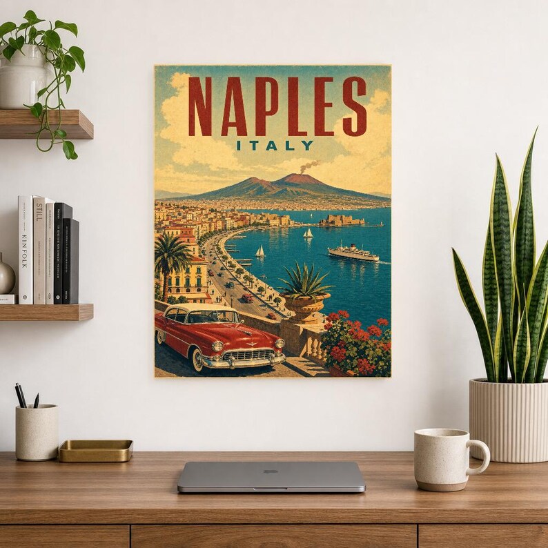 Naples Travel Poster | Vintage Vesuvius Print | Italian Wall Art | Printed & Shipped image 8