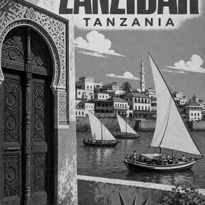 Zanzibar Travel Poster | Vintage Stone Town Print | Tanzania Wall Art | Printed & Shipped image 10