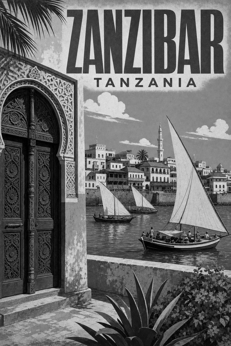 Zanzibar Travel Poster | Vintage Stone Town Print | Tanzania Wall Art | Printed & Shipped image 10