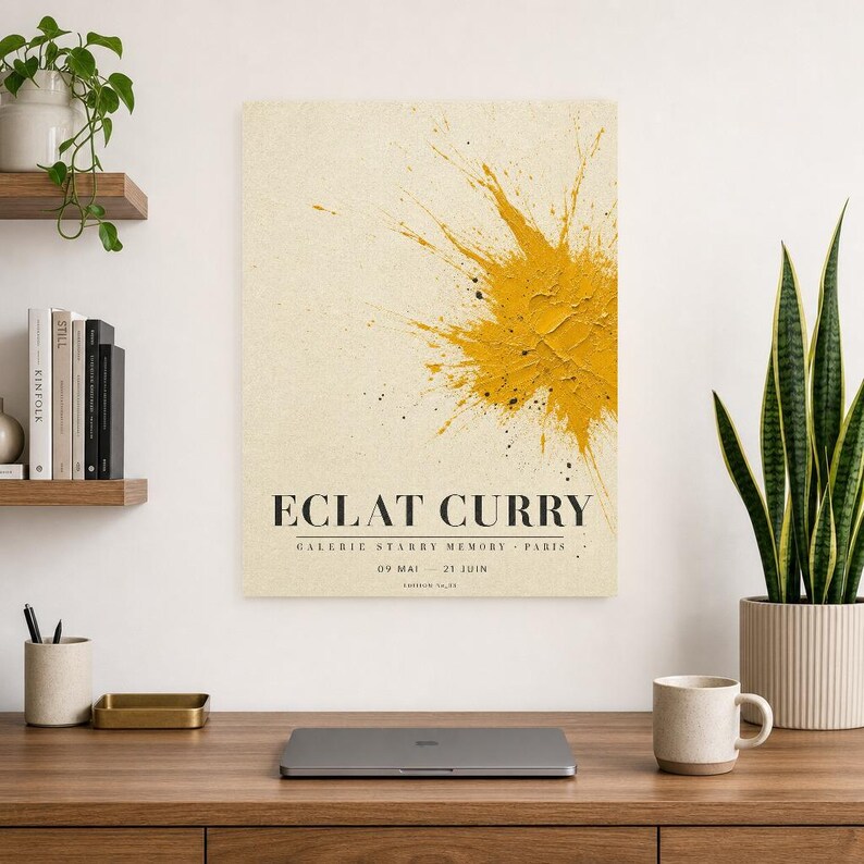 Eclat Curry | Abstract Yellow Wall Art | Modern Gallery Poster | Minimalist Print | Printed & Shipped image 8