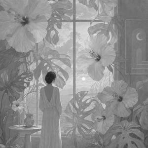 Surreal Botanical Wall Art Print | Dreamscape Flower Window Poster | Soft Surrealism Art | Pink Lavender Sage Wall Decor image 10