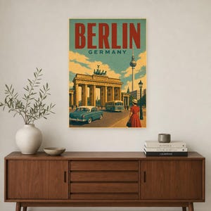 Berlin Travel Poster | Vintage Brandenburg Gate Print | Germany Wall Art | Printed & Shipped image 2