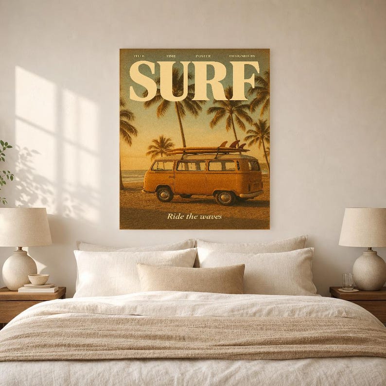 Surfing Retro Poster | Vintage 70s Wall Art Print | Aesthetic Magazine Print | Mid Century Retro Decor Gift image 9