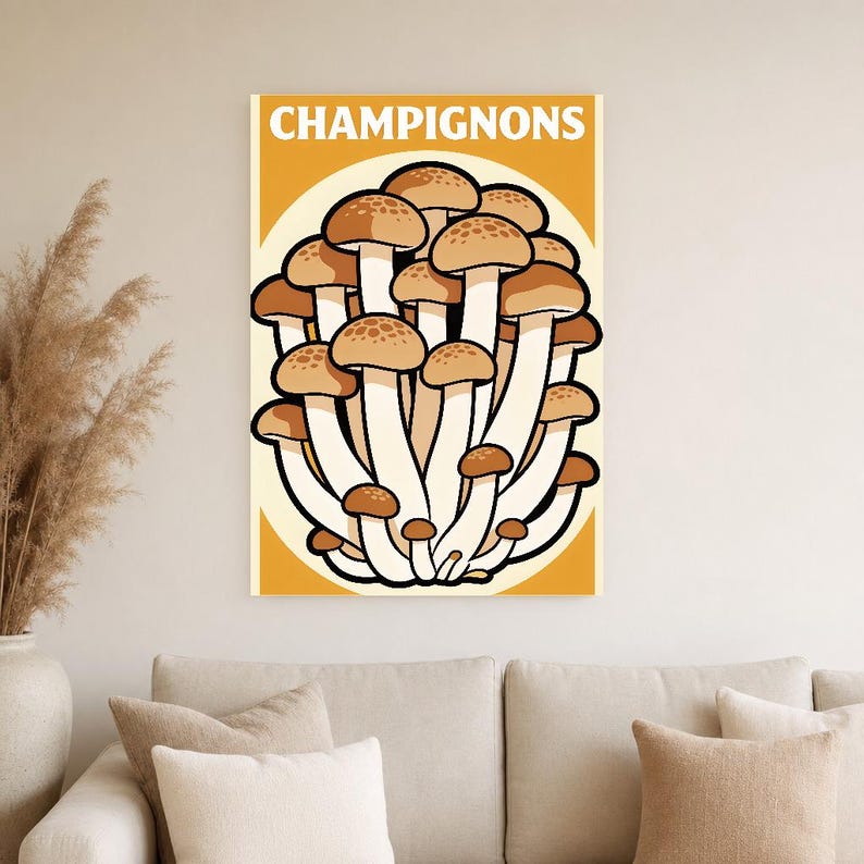 Mushroom Kitchen Wall Art Print | Retro Bistro Food Poster | Maximalist Cottagecore Kitchen Print | Dining Decor image 2
