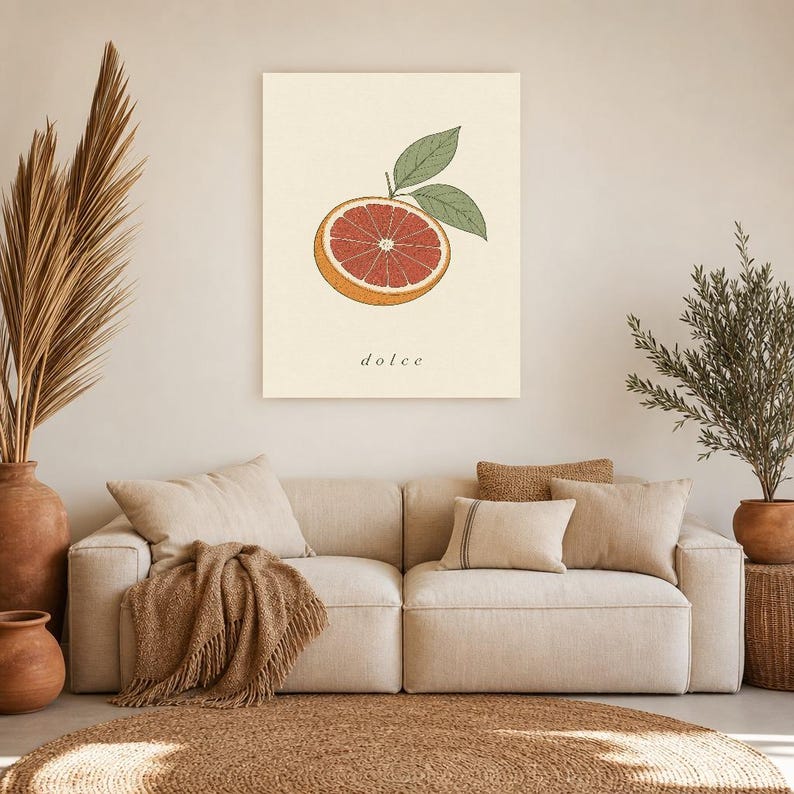 Blutorange Botanischer Wand kunstdruck | Minimalistischer Line Art Küchendruck | Italienisches Dolce-Zitrus-Poster | Mediterranes Dekor Bild 7