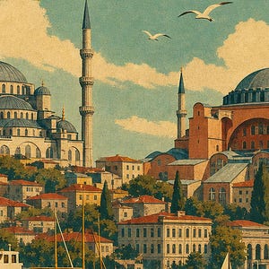 Póster de viaje de Estambul | Lámina vintage del Bósforo | Arte mural turco | Impreso y enviado imagen 3