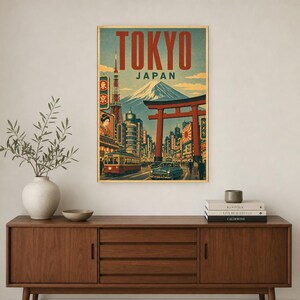 Tokio-Reiseposter | Vintage-Druck des Berges Fuji | Japanische Wandkunst | Gedruckt & Versand Bild 2