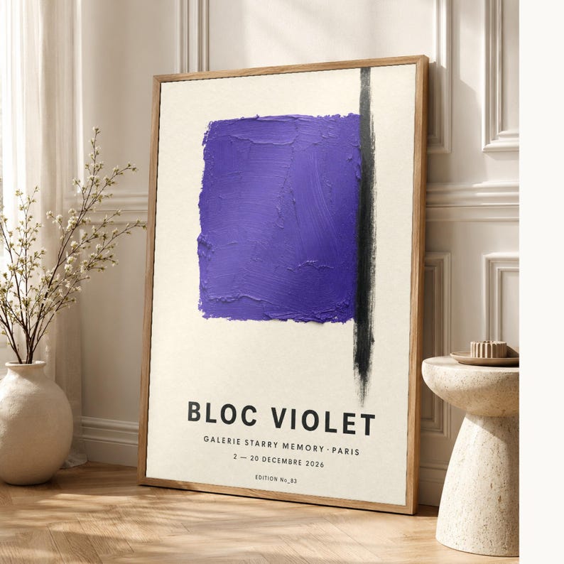 Purple Block | Abstract Wall Art | Modern Gallery Poster | Minimalist Print | Printed & Shipped image 1