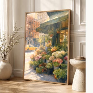 Póster del Mercado de Flores de Nueva York | Pintura suave para pared de Nueva York | Lámina floral de viaje | Impreso y enviado imagen 1