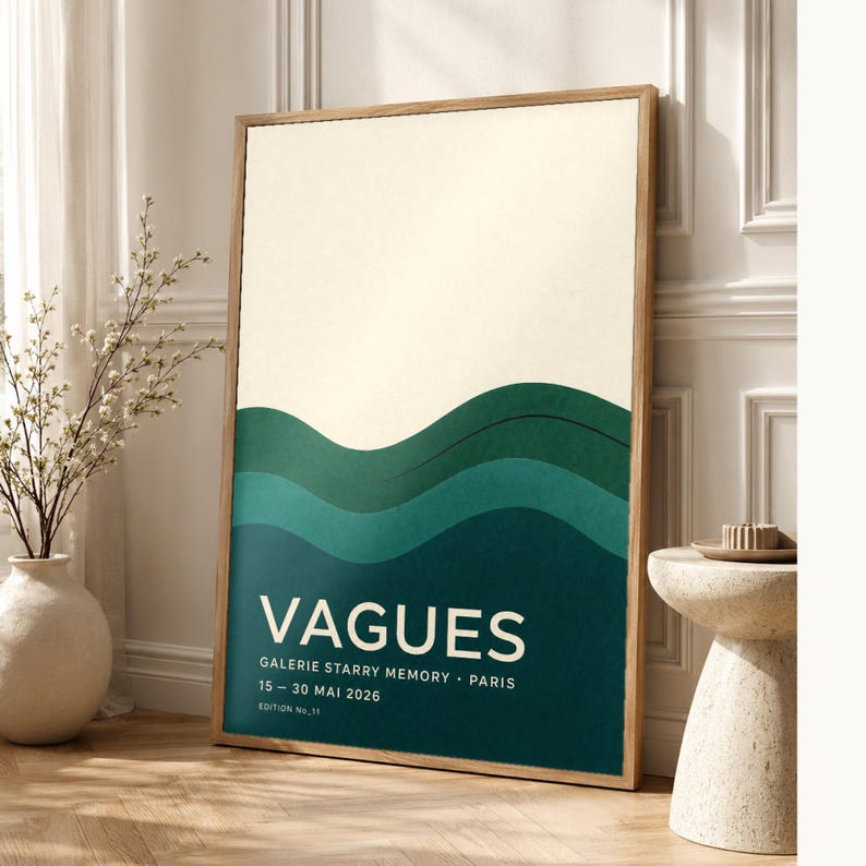 Waves | Abstract Wall Art | Modern Gallery Poster | Minimalist Print | Printed & Shipped image 1