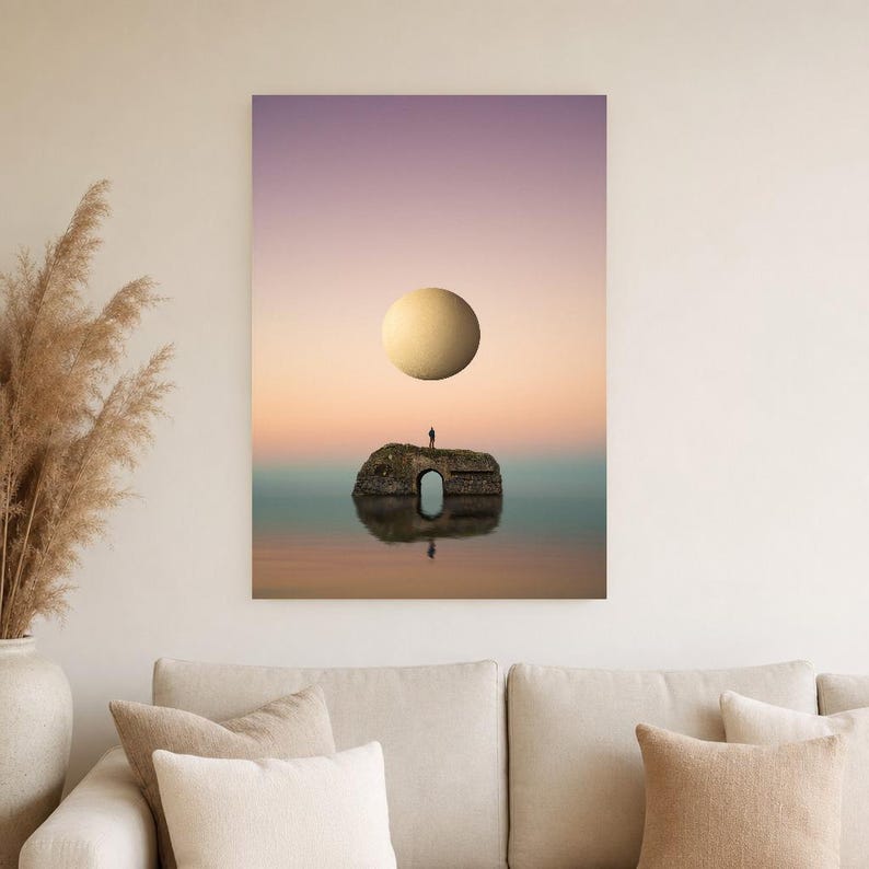 Surreal Dreamscape Wall Art Print | Floating Landscape Poster | Otherworldly Pastel Escapism Print image 3