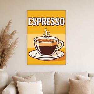 Espresso Kitchen Wall Art Print | Retro Bistro Coffee Poster | Maximalist Cafe Kitchen Print | Dining Room Decor image 2