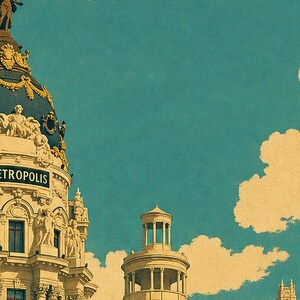 Póster de viaje de Madrid | Lámina vintage de la Gran Vía | Decoración de pared de España | Impreso y enviado imagen 3