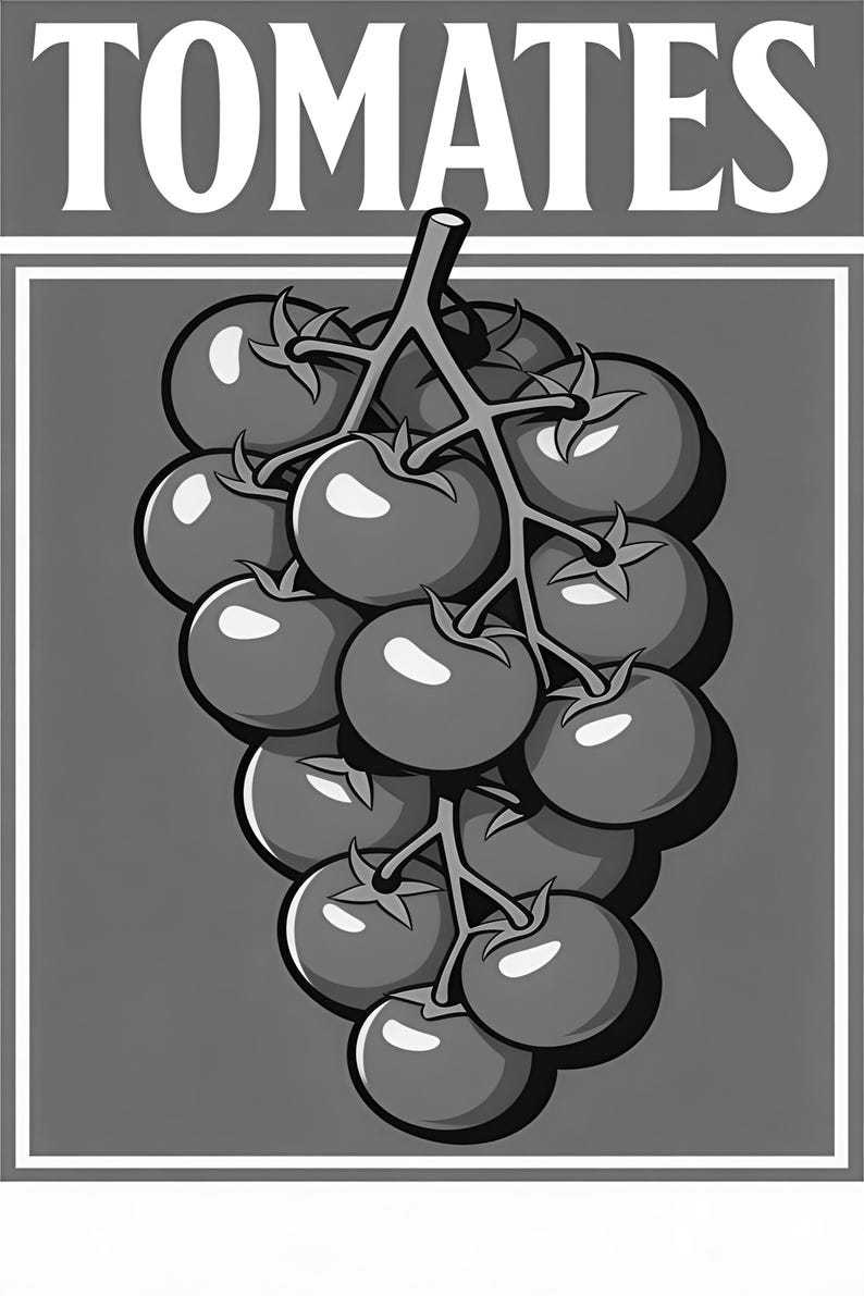 Impresión de arte de pared de cocina de tomate ? Póster retro de comida de bistró | Impresión de cocina italiana maximalista ? Decoración De imagen 17