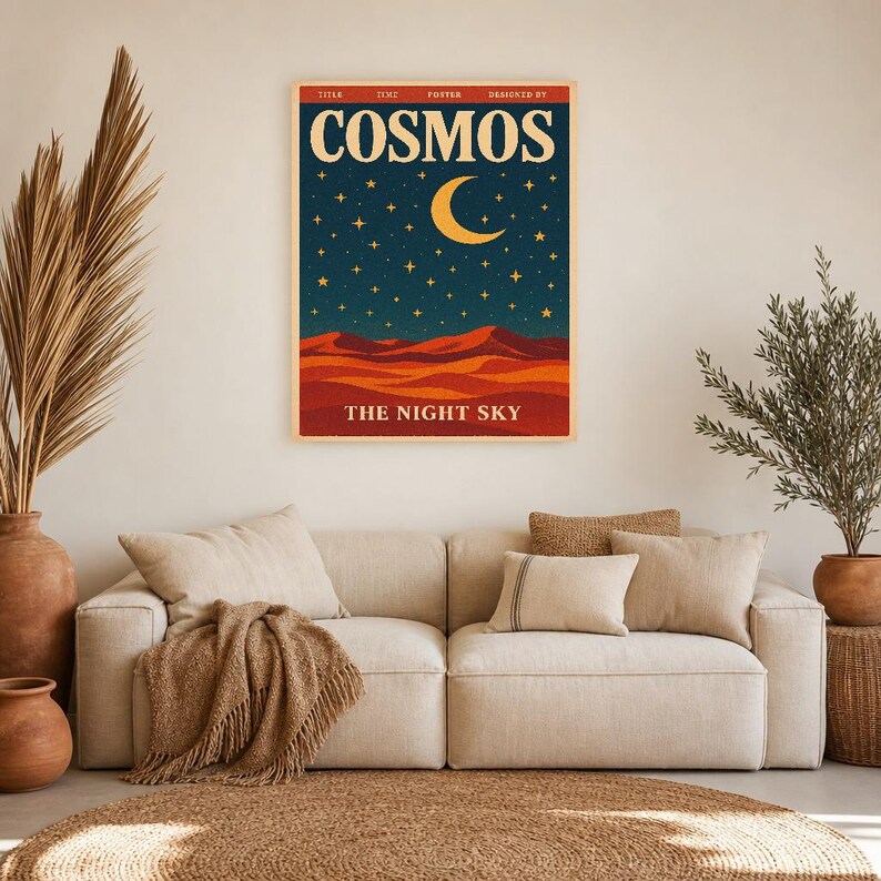 Cosmos Retro Poster | Vintage 70s Wall Art Print | Aesthetic Magazine Print | Mid Century Retro Decor Gift image 9