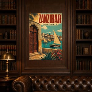 Zanzibar Travel Poster | Vintage Stone Town Print | Tanzania Wall Art | Printed & Shipped image 5