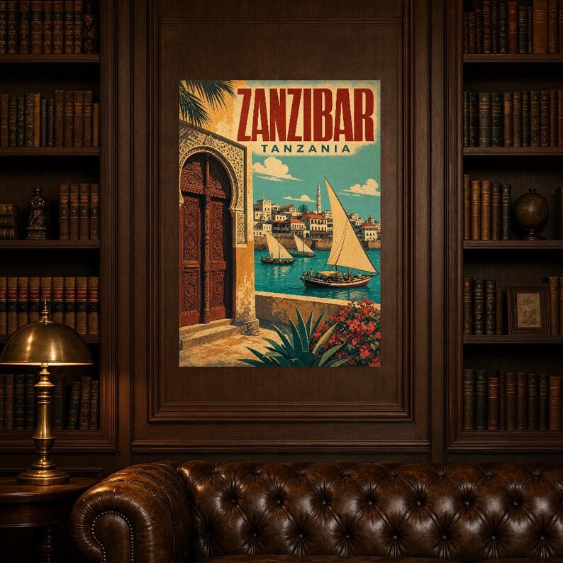Zanzibar Travel Poster | Vintage Stone Town Print | Tanzania Wall Art | Printed & Shipped image 5