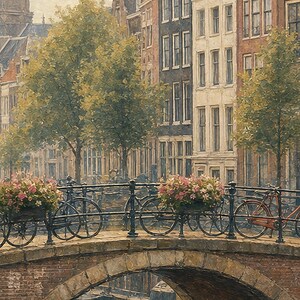 Amsterdam-Reiseposter | Wandbild mit sanfter Malerei (Niederlande) | Stadtmotiv | Gedruckt & Versand Bild 3