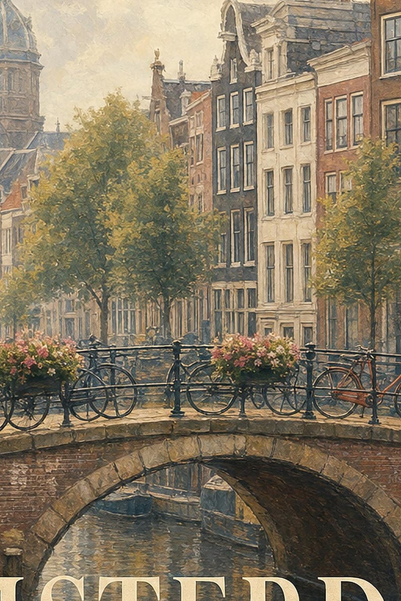 Amsterdam-Reiseposter | Wandbild mit sanfter Malerei (Niederlande) | Stadtmotiv | Gedruckt & Versand Bild 3