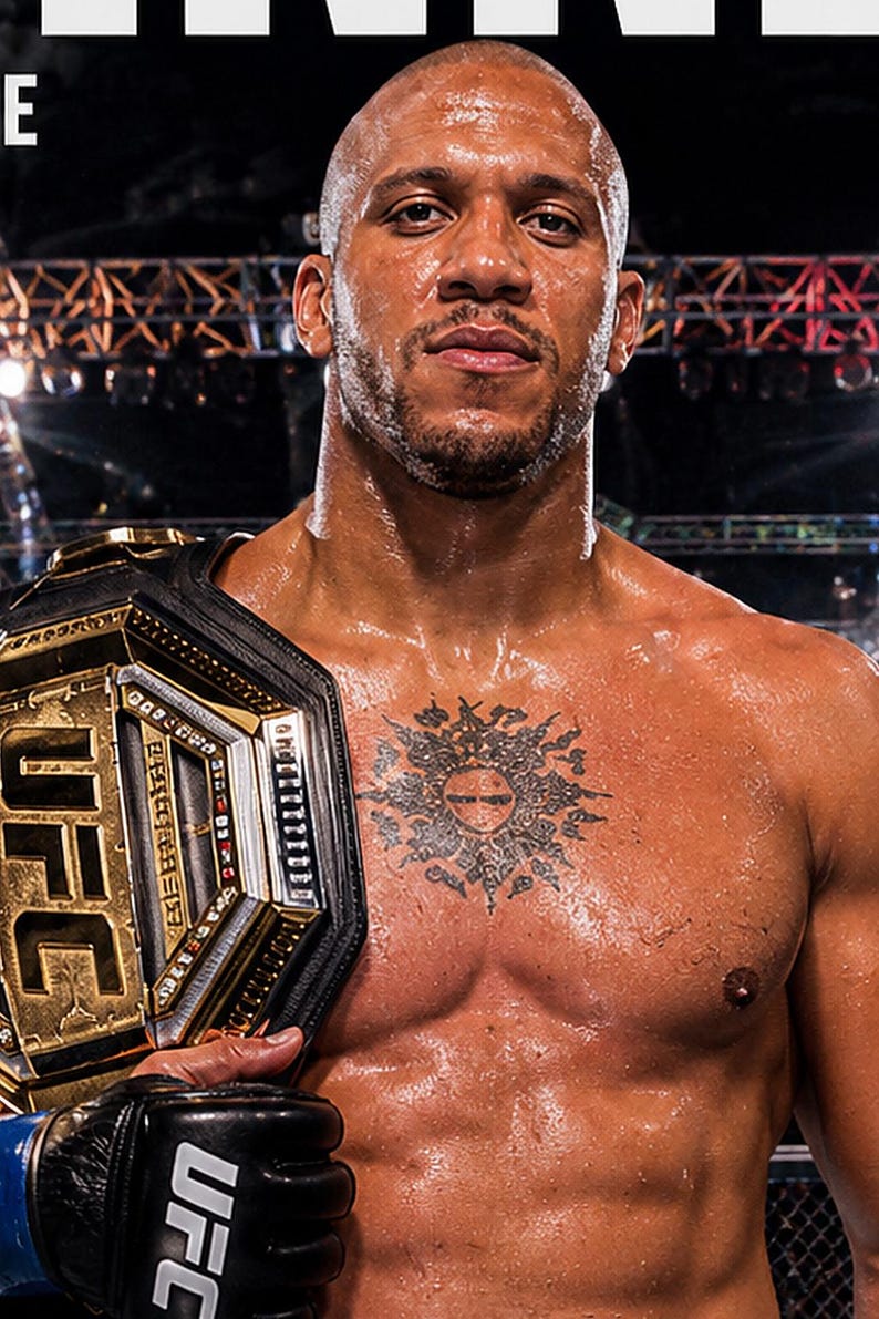 Ciryl Gane Champion Poster | UFC Heavyweight Belt MMA Wall Art Print | Fight Night Decor image 3