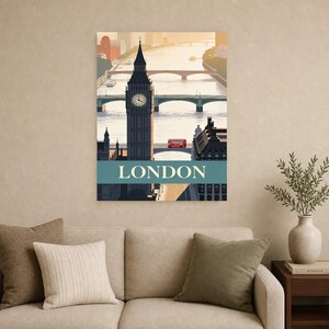 London Vintage Travel Poster | Retro England City Art Print | Housewarming Gift Wall Decor image 12