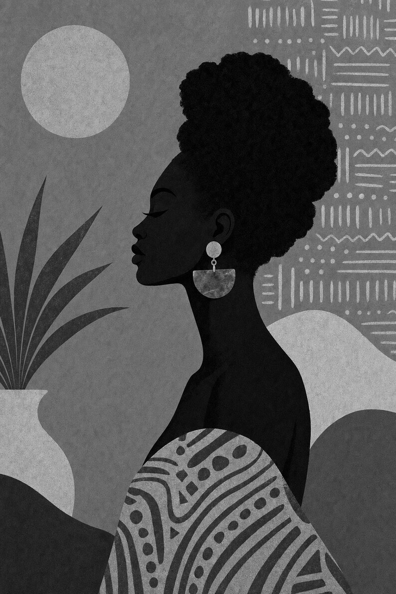 Afrohemian Wall Art Print | African Bohemian Woman Silhouette Poster | Earth Tones Boho Decor | Terracotta Ocher Modern Tribal Art image 10