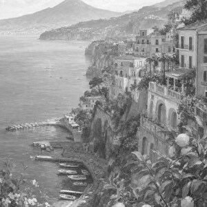 Sorrento Travel Poster | Soft Painting Italy Wall Art | Bay of Naples Coastal Print | Printed & Shipped image 10