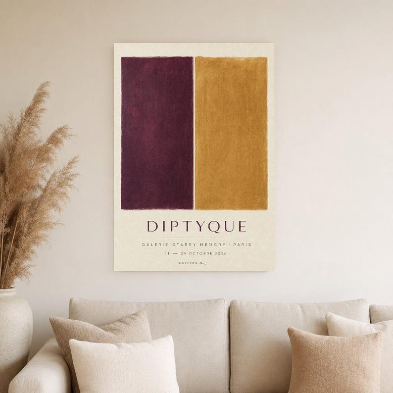 Díptico | Arte abstracto para pared | Póster de galería moderna | Impresión minimalista | Impreso y enviado imagen 4