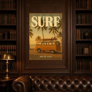 Surfing Retro Poster | Vintage 70s Wall Art Print | Aesthetic Magazine Print | Mid Century Retro Decor Gift image 7
