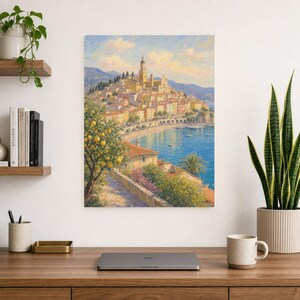 Menton Travel Poster | French Soft Painting Riviera Wall Art | Cote d'Azur Coastal Print | Printed & Shipped image 8