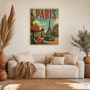 Paris Travel Poster | Vintage Eiffel Tower Print | France Wall Art | Printed & Shipped image 7