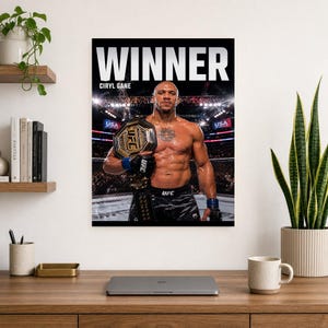 Ciryl Gane Champion Poster | UFC Heavyweight Belt MMA Wall Art Print | Fight Night Decor image 8