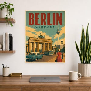 Berlin Travel Poster | Vintage Brandenburg Gate Print | Germany Wall Art | Printed & Shipped image 8