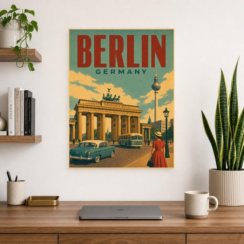 Berlin Travel Poster | Vintage Brandenburg Gate Print | Germany Wall Art | Printed & Shipped image 8