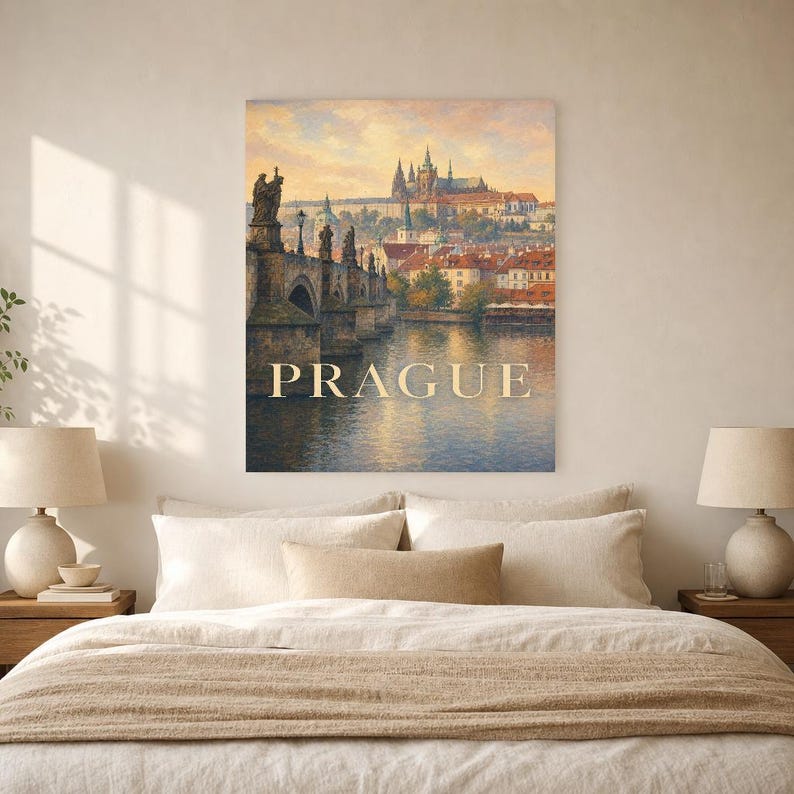 Póster de viaje de Praga | Pintura suave de la República Checa | Lámina artística con nombre de ciudad | Impreso y enviado imagen 6