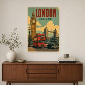 London Travel Poster | Vintage Big Ben Print | England Wall Art | Printed & Shipped image 2