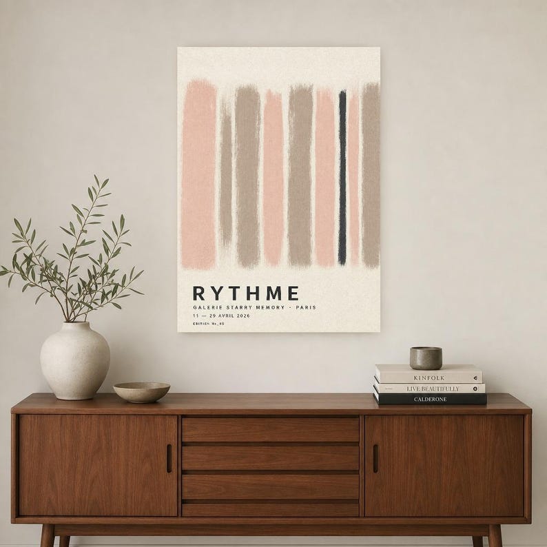 Rytm | Abstrakcyjna sztuka ścienna | Nowoczesny plakat galeryjny | Minimalistyczny wydruk | Wydruk i wysyłka zdjęcie 2