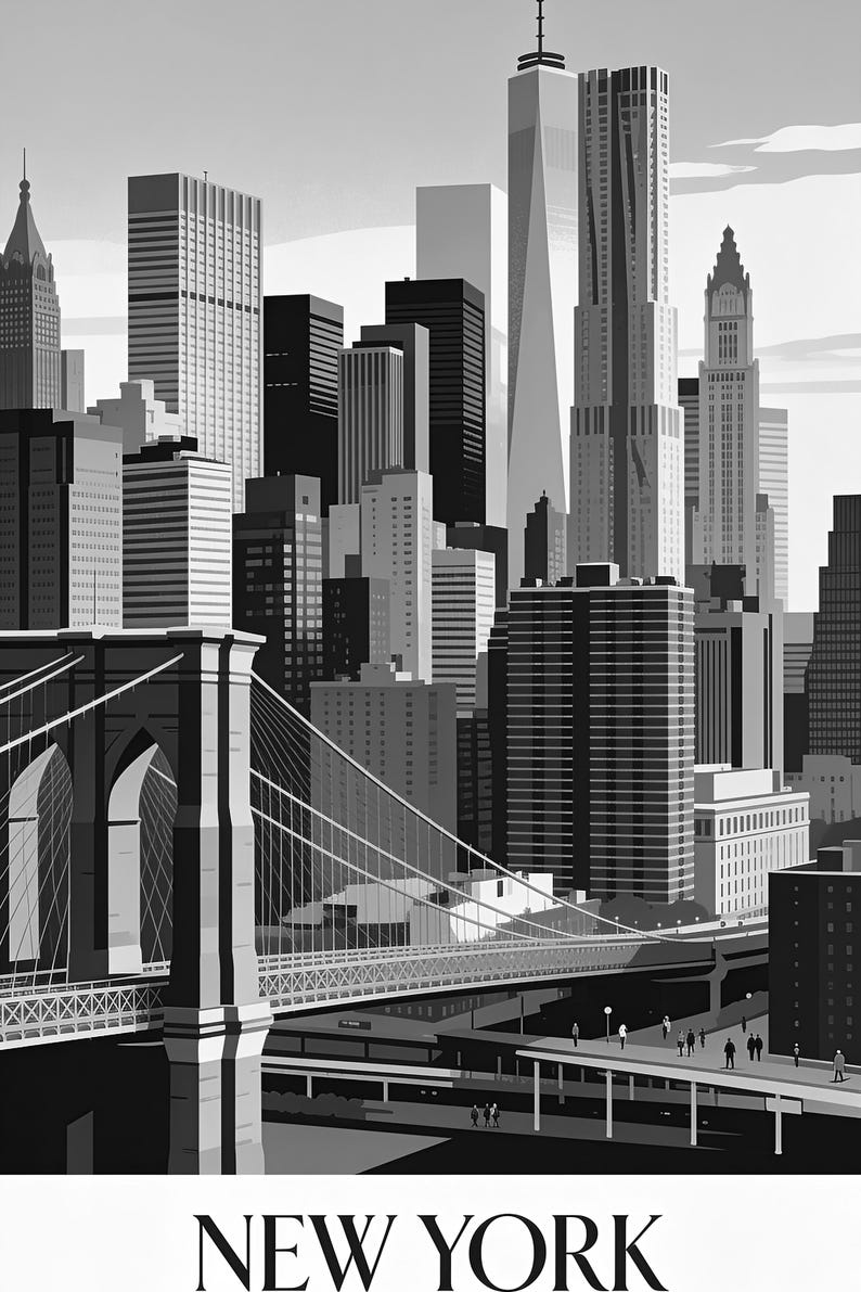 New York Vintage Reiseposter | Retro-USA-Stadt-Kunstdruck | Wanddekoration als Geschenk zur Wohnungserwärmung Bild 17