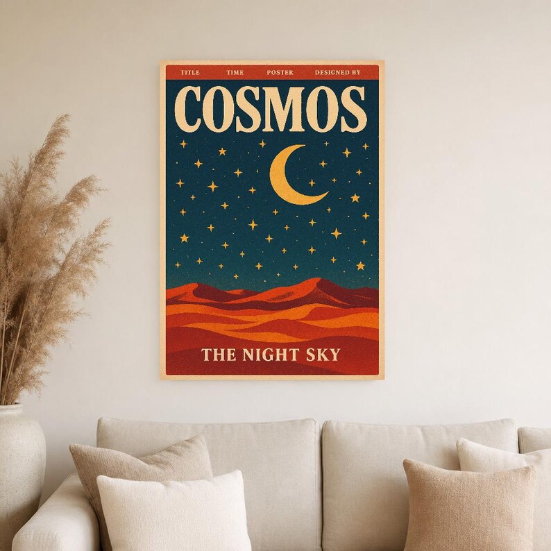 Cosmos Retro Poster | Vintage 70s Wall Art Print | Aesthetic Magazine Print | Mid Century Retro Decor Gift image 2