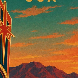 Las Vegas Travel Poster | Vintage 1950s Neon Strip Print | Retro Nevada Wall Art | Mid Century City Decor image 3