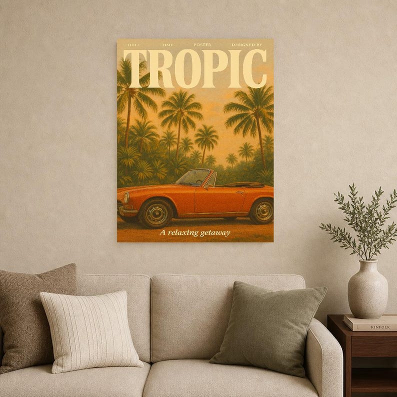 Zwrotnik Retro Plakat | Druk ścienny w stylu vintage z lat 70. | Druk magazynu estetycznego | Prezent w stylu retro z połowy wieku zdjęcie 15