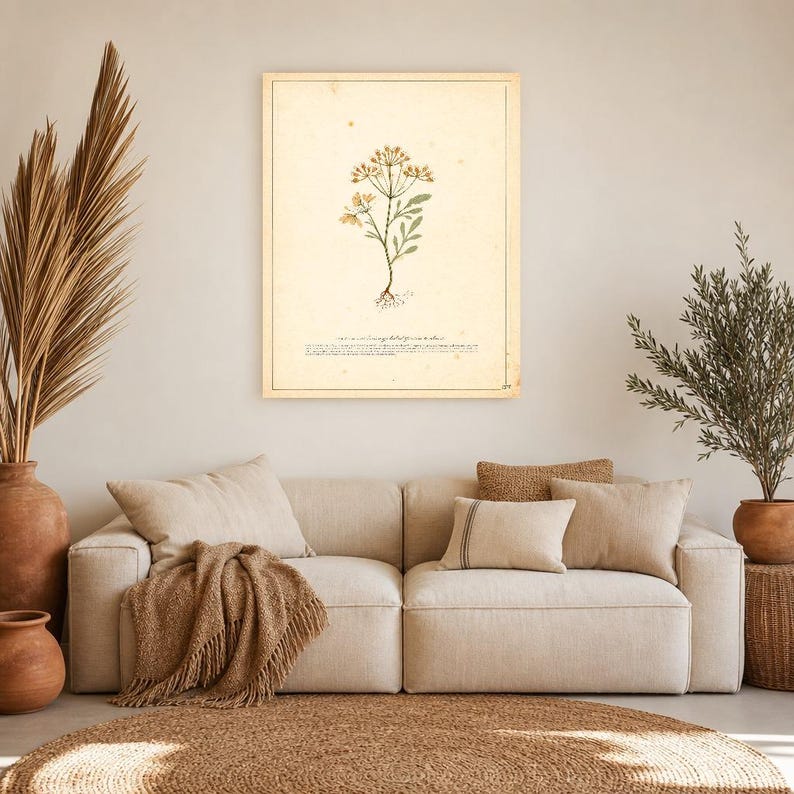 Sepia Vintage Botanical Wall Art | Antique Herbal Engraving Poster | Cottagecore Specimen Print image 7