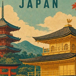 Kyoto Travel Poster | Vintage Temple Print | Japanese Wall Art | Printed & Shipped image 3