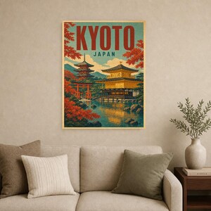 Kyoto Travel Poster | Vintage Temple Print | Japanese Wall Art | Printed & Shipped image 9